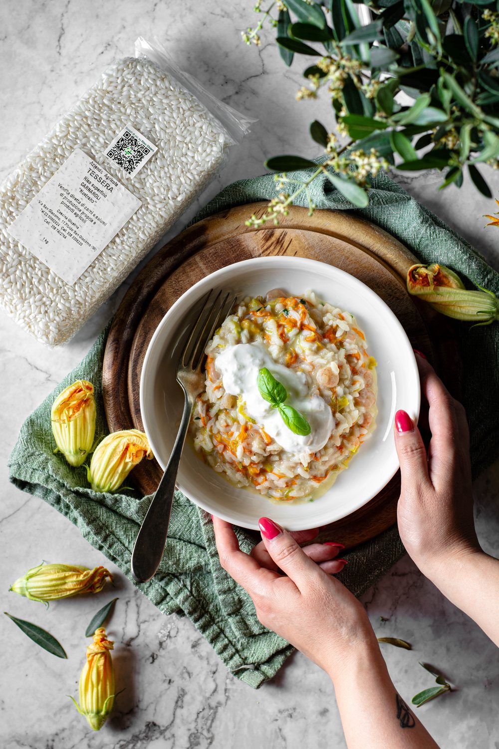 Risotto con zucchine e fiori di zucca