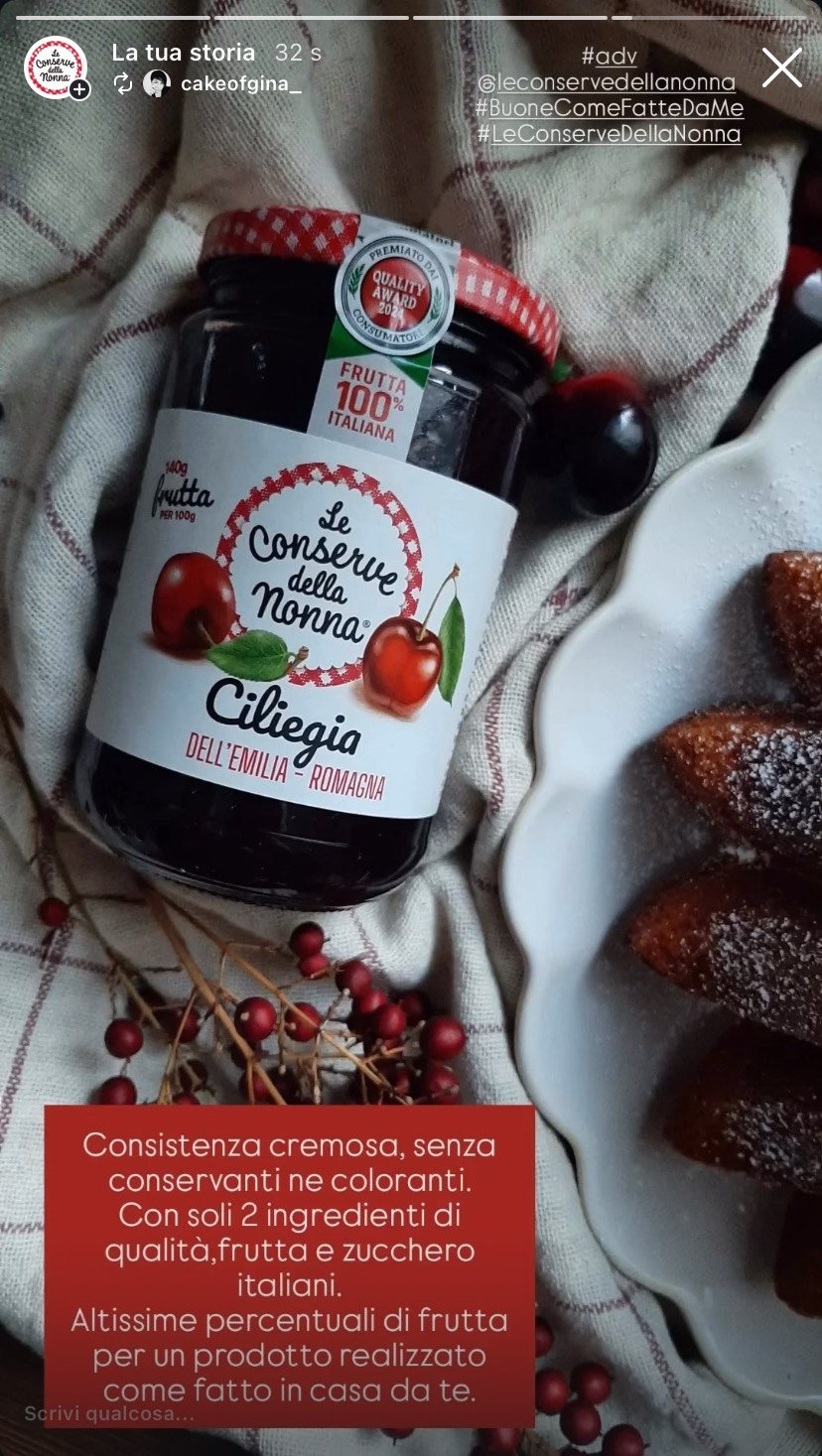 Story di Orietta Quaranta con la confettura di ciliegie