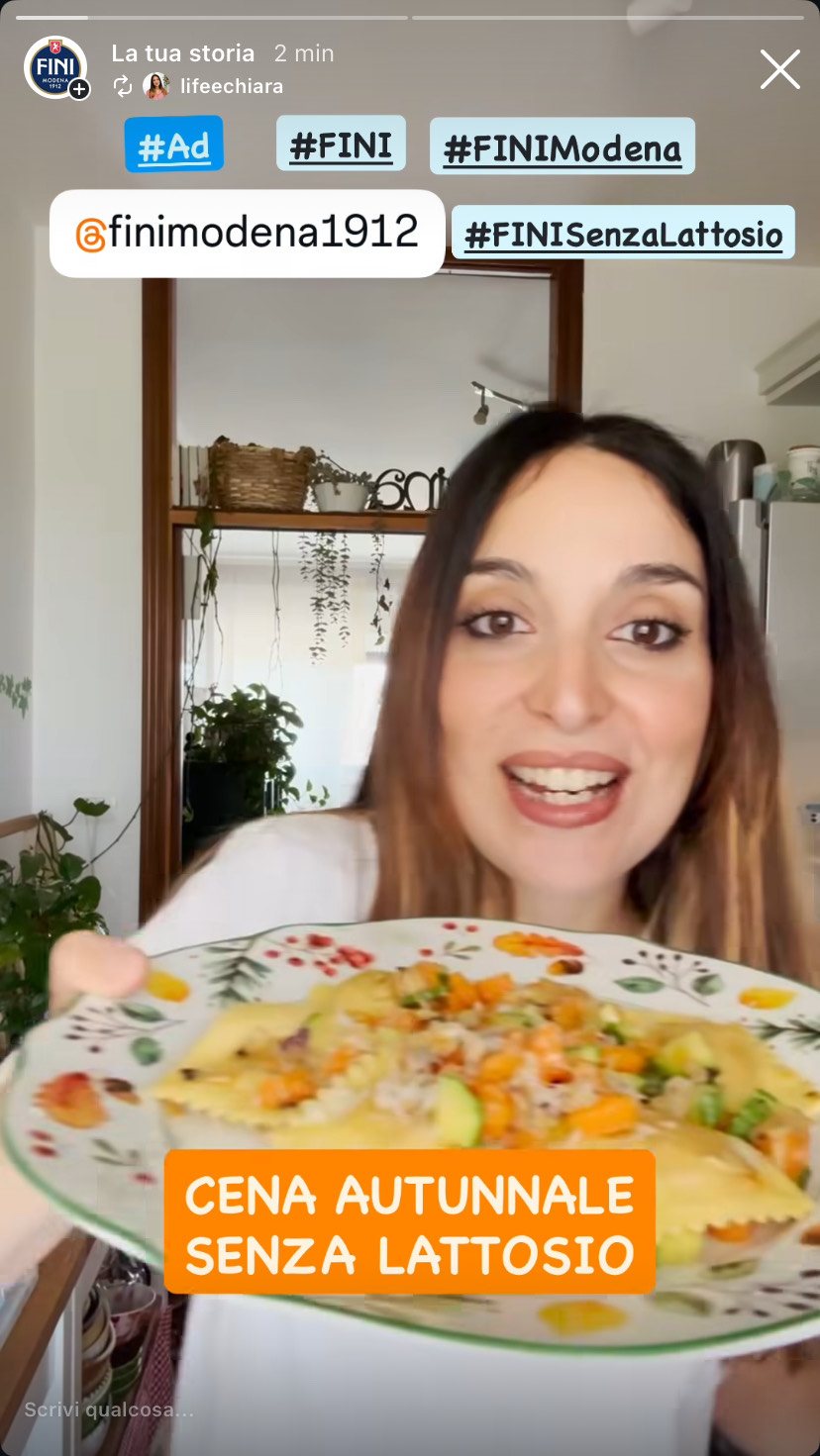 Story di Chiara Patrignani: cena autunnale senza lattosio