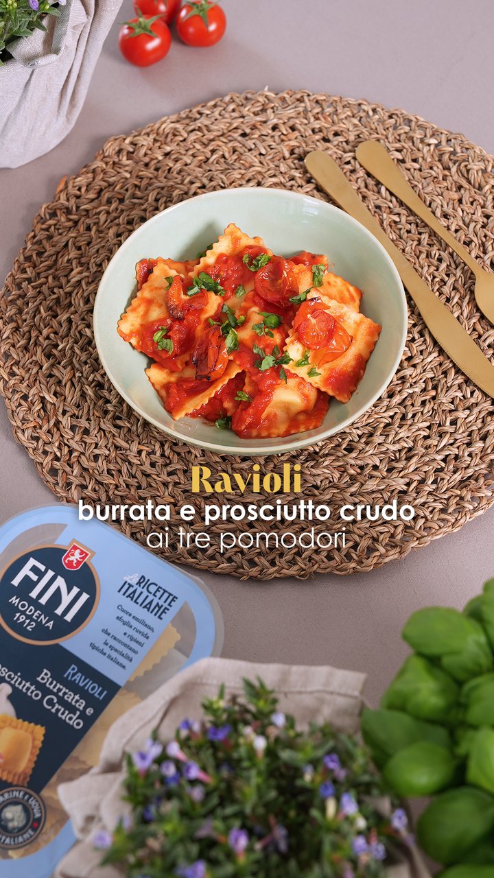 Videoricetta FINI: ravioli burrata e prosciutto crudo