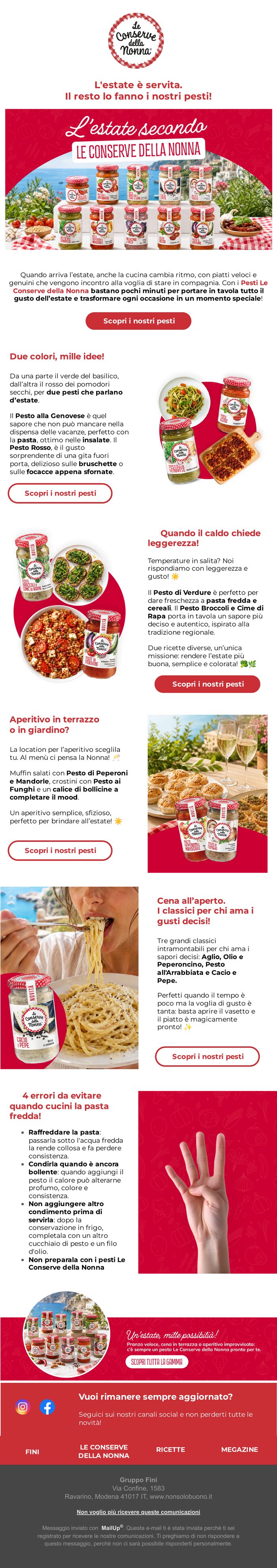 Newsletter Le Conserve della Nonna: l’estate è servita, il resto lo fanno i nostri pesti