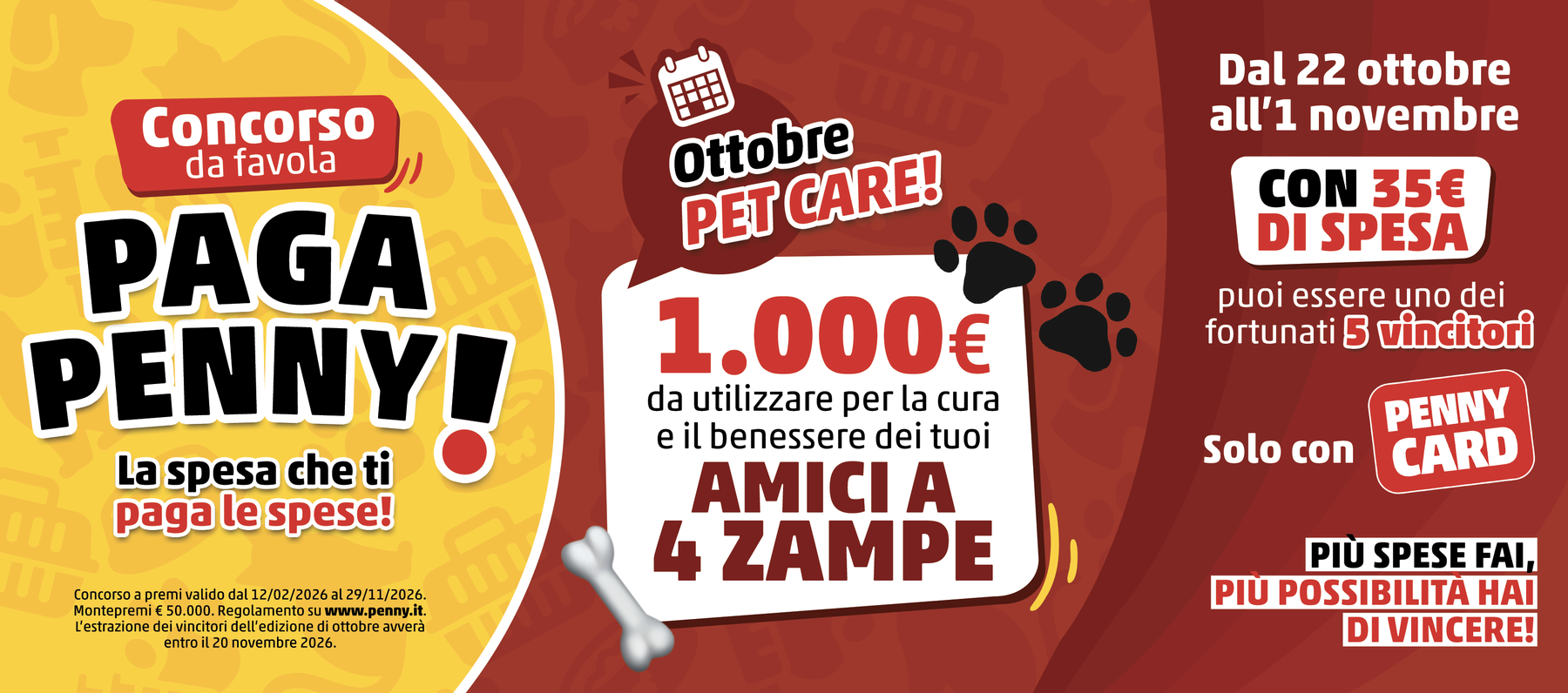 Paga Penny, wave di ottobre: 1.000 euro per la cura degli amici a 4 zampe