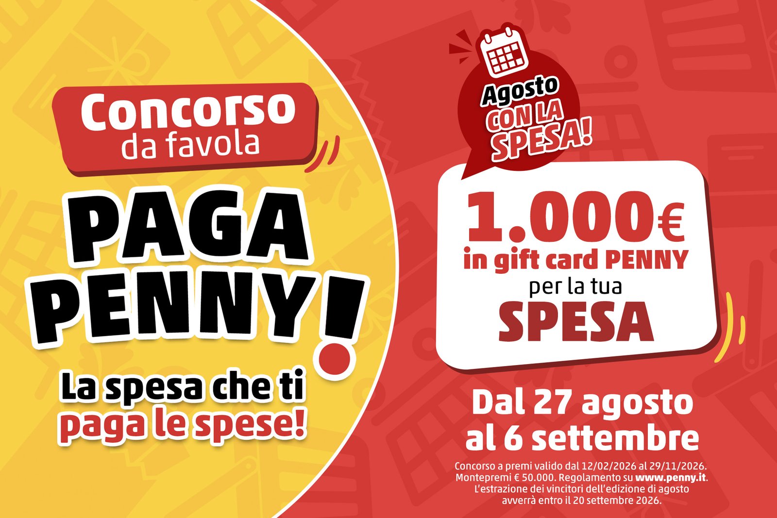 Materiale Paga Penny di agosto: 1.000 euro in gift card per la spesa