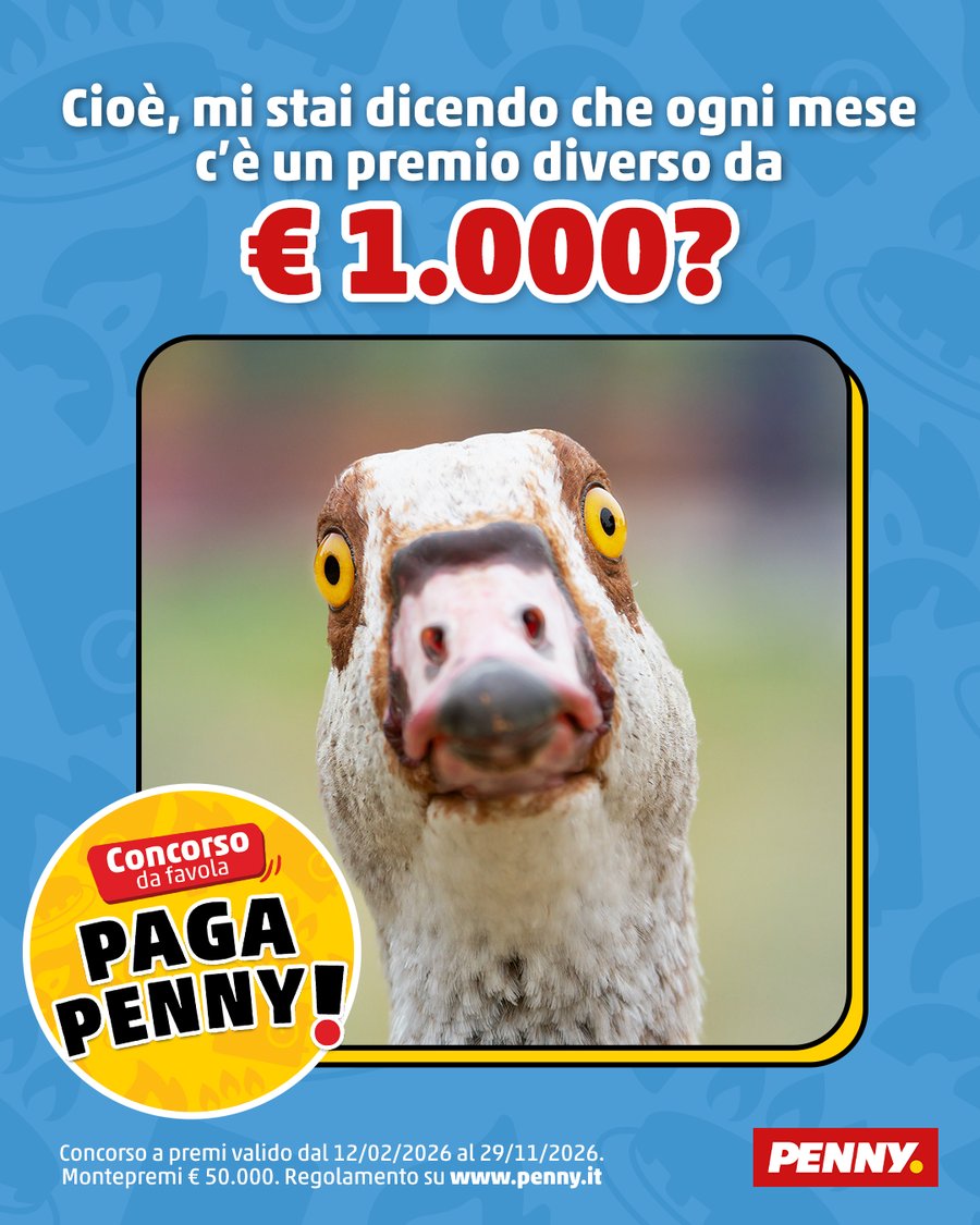 Post social Paga Penny: ogni mese un premio diverso da 1.000 euro
