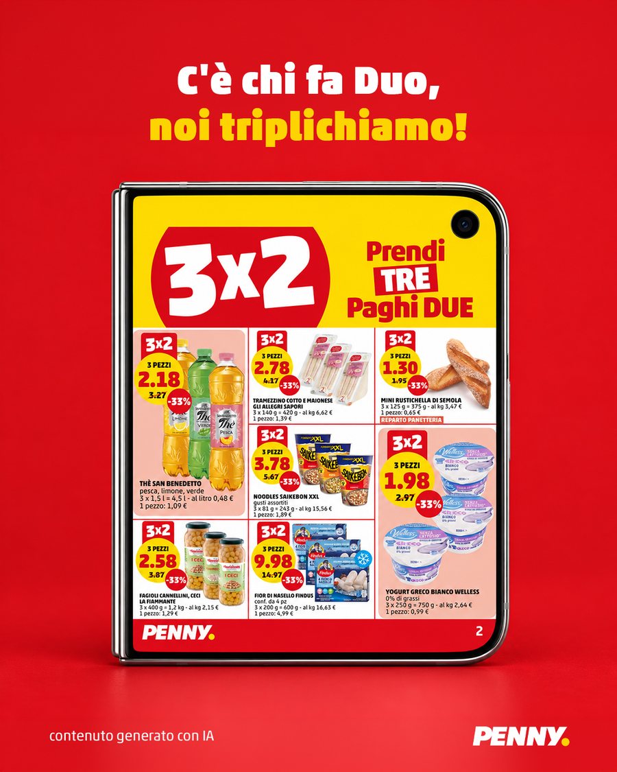 Post PENNY Italia: C’è chi fa duo, noi triplichiamo: promozione 3x2