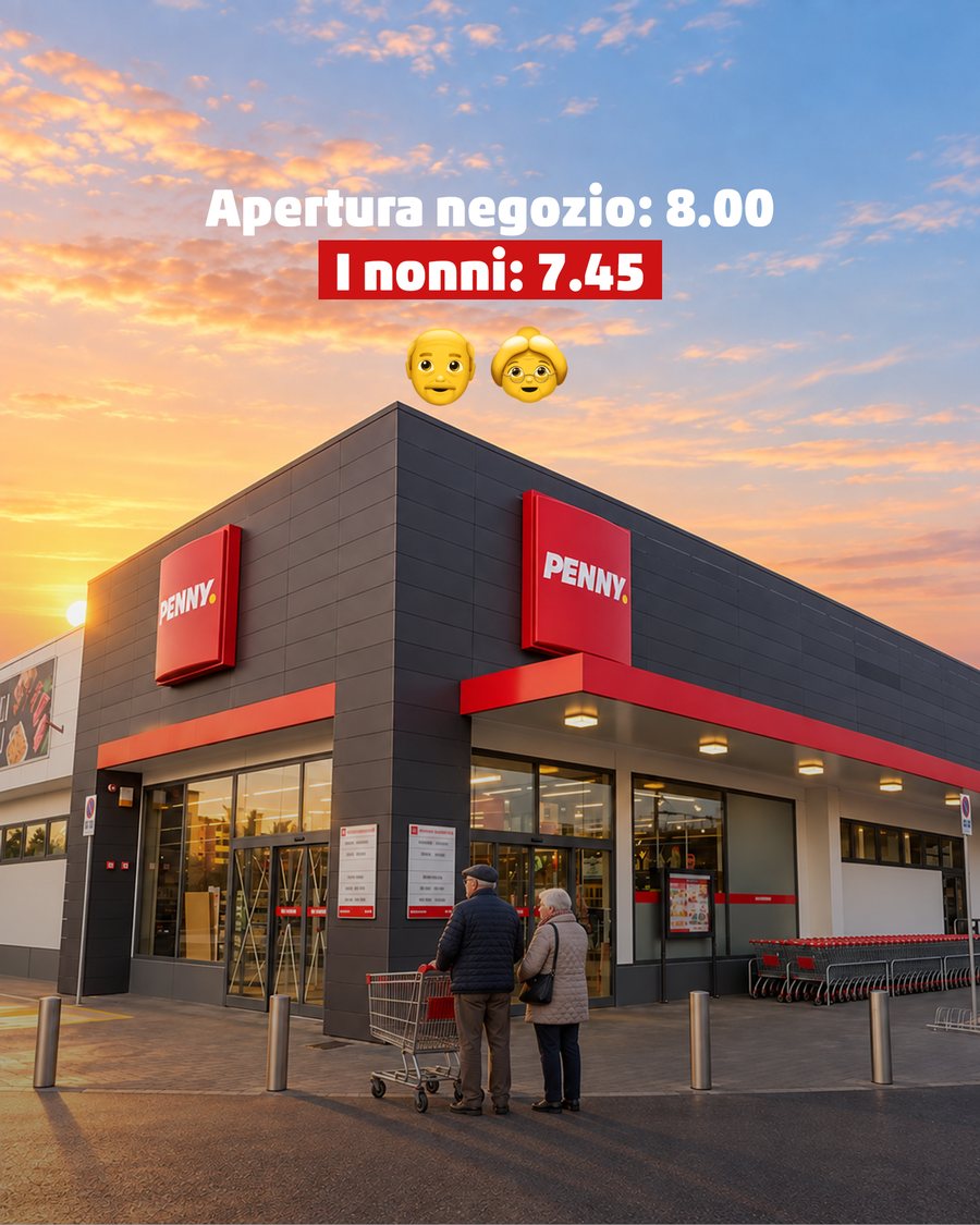 PENNY Italia: i nonni davanti al negozio prima dell’apertura